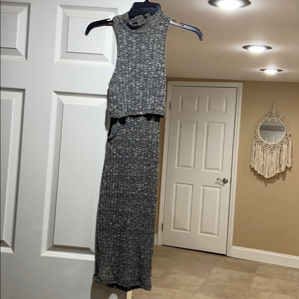 Grey mock neck midi dress
